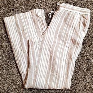 Jones New York Women’s Striped 100% LINEN Pants With Pockets Size 10